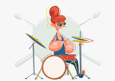 Drums cartoon character character design drummer drums drumset illustration