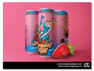 Strawberry Dizzy Beer Label Illustration & Layout art beer branding beer can design graphic design illustration layout logo design typography vector