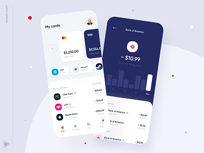 Bank of America | Online Banking Mobile App Concept app app design bank bank app bank card bank of america banking finance finance app finances fintech fintech app mobile app mobile app design mobile ui mvp redesign ronas it ui ux