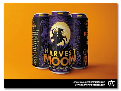 Harvest Moon Beer Label Illustration & Layout art beer branding beer can beer label graphic design illustration typography vector