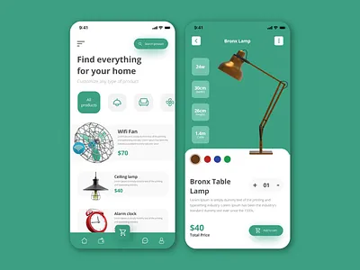 Home accessories APP design icon illustration ui vector