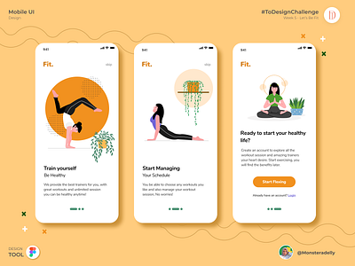 Fit - Let's Get Fit! app branding design flat icon illustration mobile app typography ui ux