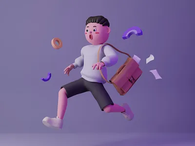 Run ! 3d 3d animation 3d art 3d artist 3d modeling 3dillustration hero image illustration monday running uiux webdesign work