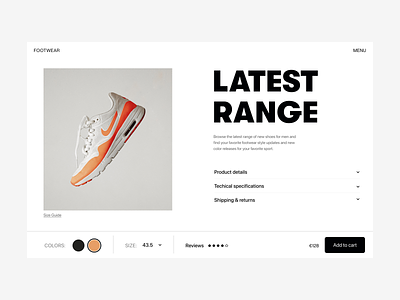 Latest range - of footwear branding design header minimal shop typography ui ux web