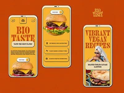 Bio Taste mobile burger concept delicious design e commerce eccomerce fast food food meat plant based recipe recipes shop ui ux vegan web design website