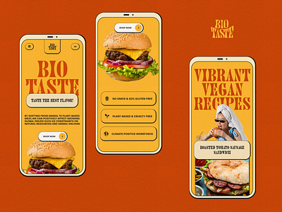 Bio Taste mobile burger concept delicious design e commerce eccomerce fast food food meat plant based recipe recipes shop ui ux vegan web design website