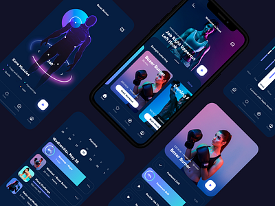 Screens for Hook app (boxing and fitness) app design app designer app interface mobile design ui ui ux uiux uiuxdesign