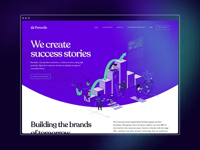 Perendie UI animation branding design figma illustration landing page typeography ui ux web design