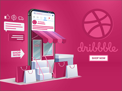 Dribbble Online Shopping Banner 0 banner branding design display dribbble dribbble best shot dribble ecommerce illustration logo packaging product