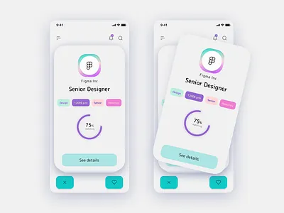 Jobyfinder app gradient instagram job jobpost mobile swipe timeline tinder ui ux