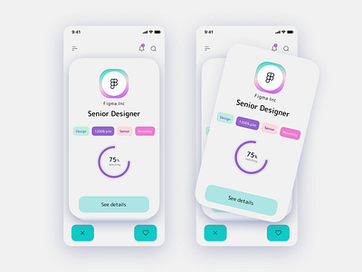 Jobyfinder app gradient instagram job jobpost mobile swipe timeline tinder ui ux