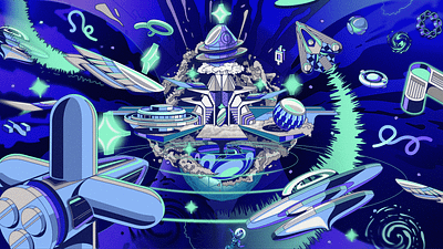 Astroport astro astroport blue brand branding crypto design digital art future graphic design graphics illustration ships space spaceships ui web3
