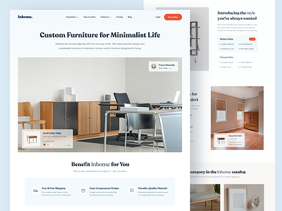 Inhome Furniture - Landing Page architecture blue branding catalog design designer furniture furniture design interior landing page minimal product design shop sofa ui uidesign ux uxdesign web design website