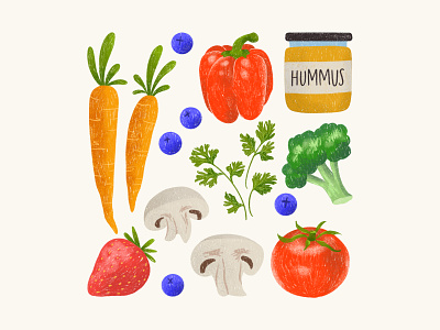 Produce Illustration design food illustration mushroom peppers produce spot illustration vegetables