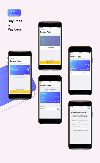 power pass iOS android app app design buy pass design discount flat gradient graphics interaction ios ios app mobile app mobile design offer pay less ride ui user interface ux