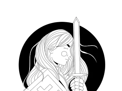 Blade - inktober2020 day5 blackandwhite blade doodles girl character illustration inktober inktober2020 vector warrior