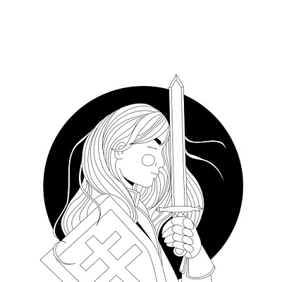 Blade - inktober2020 day5 blackandwhite blade doodles girl character illustration inktober inktober2020 vector warrior