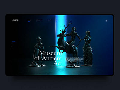 Ancient Art Museum 2 3d animation dark design interaction landing page motion museum sculpture statue ui ux vietnam