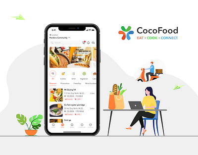 CocoFood Application app branding community design food app logo mobile app ui design