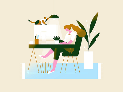 WFH Vibes #20Gifsfor2020 after effects animal animated animation bright cat desk desktop flat gif gradient home office illustration looping pastel table vector wfh work from home working