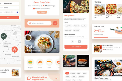 Food delivery app UI elements adobe xd app ui design app ui kit figma food app ui food delivery app food illustration foodie mobile app ui design restaurant app sketchapp ui design ui elements ui kit ui ux design 应用 应用界面 设计