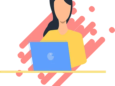 Lady working on laptop art corona situation design flat flat illustration graphic design illustration job application online marketing vector