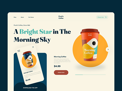 Picoli’s Coffee website app application branding coffee design illustration ui web
