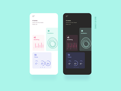 Daily Ui 018 health and wellness analytics dark ui health and wellness meditation