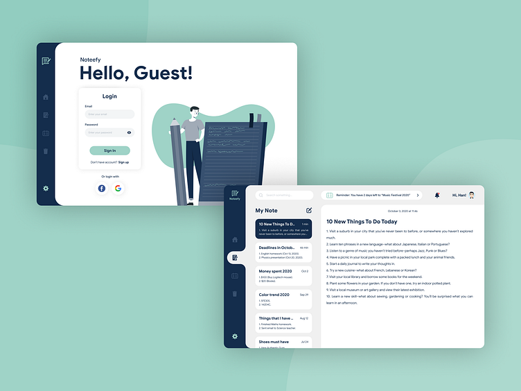 Noteefy - Note Taking Desktop App by Han Vuong on Dribbble