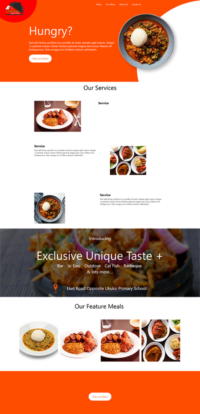 Restaurant web design landing page ui ui ux ui design