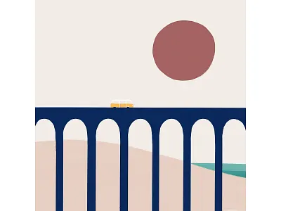 Peachtober 03: Bridge bridge holiday little miss sunshine roadtrip scenery sun van vw water