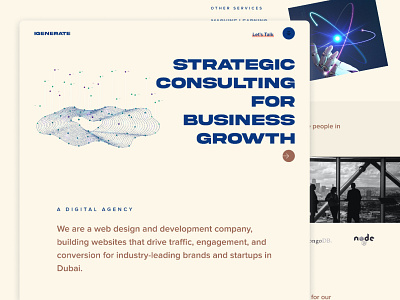 IGenerate - Digital Agency Landing Page business growth consulting digital agency dubai graphic design minimal rustic theme ui ux websitedesign