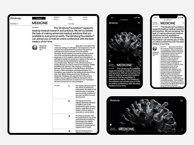 Ginsburg Medicine clean concept desktop grid minimal mobile responsive ui ux web website