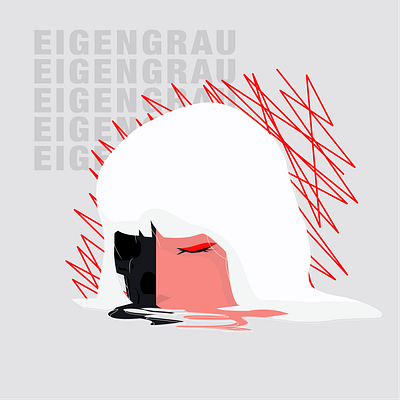 Eigengrau black brush closed eyes contrast cover eyes hair header illustration outline red skull vector woman