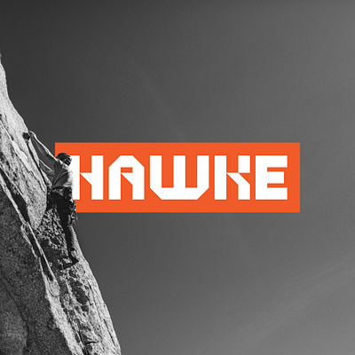 Hawke Climbing Gear bold branding climbing design logo logo design monogram mountain negative space orange vector