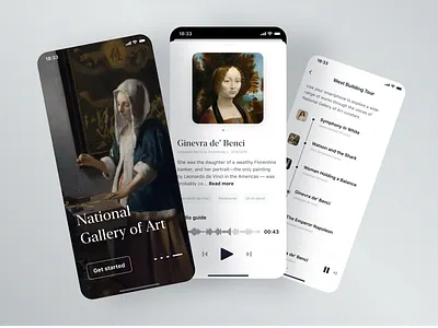 National Gallary of Art app art article audio audio player davinci gallery minimal mobile museum museum of art news onboarding tags tour vermeer