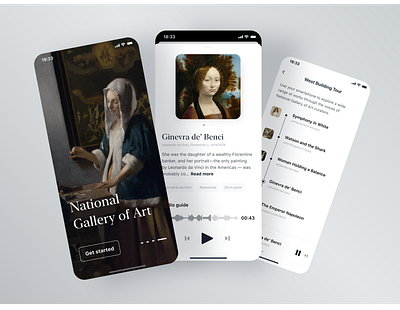 National Gallary of Art app art article audio audio player davinci gallery minimal mobile museum museum of art news onboarding tags tour vermeer