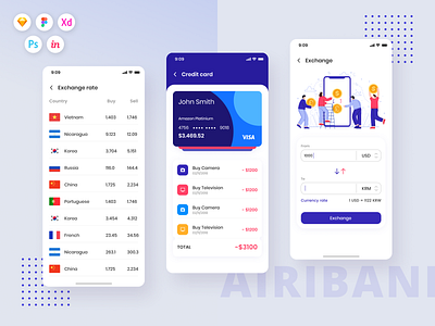 AiriBank - Finance Mobile App app finance app financial mobile ui kit uidesign