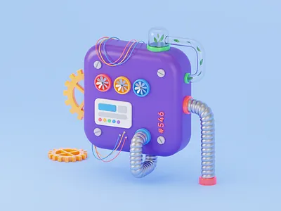 Processing Machine 3d b3d blender clean cycles engine factory fan gear illustraion isometric leaf machine panel pipe render screw wire