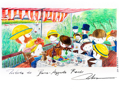 Tribute to Pierre-Auguste Renoir bear icon illustration