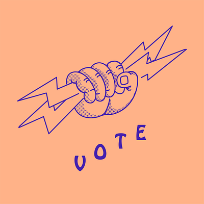 VOTE illo duotone halftones illustration inktober lightning political power shading vote voting