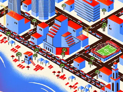 Tel-Aviv Isometric 2d art illustraion illustrator isometric vector vector illustration vectorart