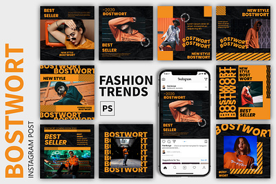 Bostwort - Instagram Templates Pack branding design discount feed instagram instagram post product sale socialmedia story ui web