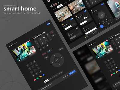 Smart Home App - TV Control app clean clean design controller dark mode dark ui design flat mobile app smart home smarthome ui ux