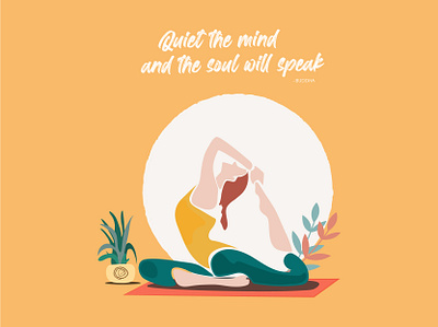 Quiet the mind and the soul will speak design illustration illustration art illustration art banner design poster story woman woman illustration yoga yoga app yoga beginners yoga logo yoga mat yoga pants yoga pose yoga postures