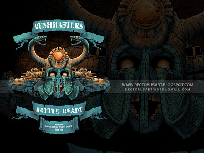 Bushmasters animal artwork cover art dark design drawing illustration merchandise military shirt shirt design skeleton skull snake soldier symbol tank