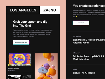 Zajno newsletter: Imagination + Determination art brutal creative design agency design studio digital fashionable flat glitch inspiration newsletter noise peach poster product progressive technology unconventional layout web design zajno