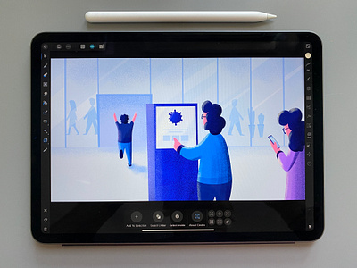 Back to work during COVID-19 adobefresco affinity designer ai artificial intelligence blog blogpost covid covid 19 health healthcare healthcareit illustration ipad pro kiosk landing page marketing office procreate tablet virus