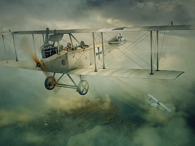 AVIATIK - mission over front line airplane great war