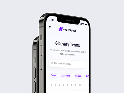 Coderspace: Glossary Terms branding desktop dictionary glossary landing page logo mobile mobile responsive mockup product product design responsive ui ux